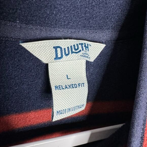 Duluth Trading Men's Doubleback Fleece Button Mock Pullover Blue Striped L - Picture 6 of 7
